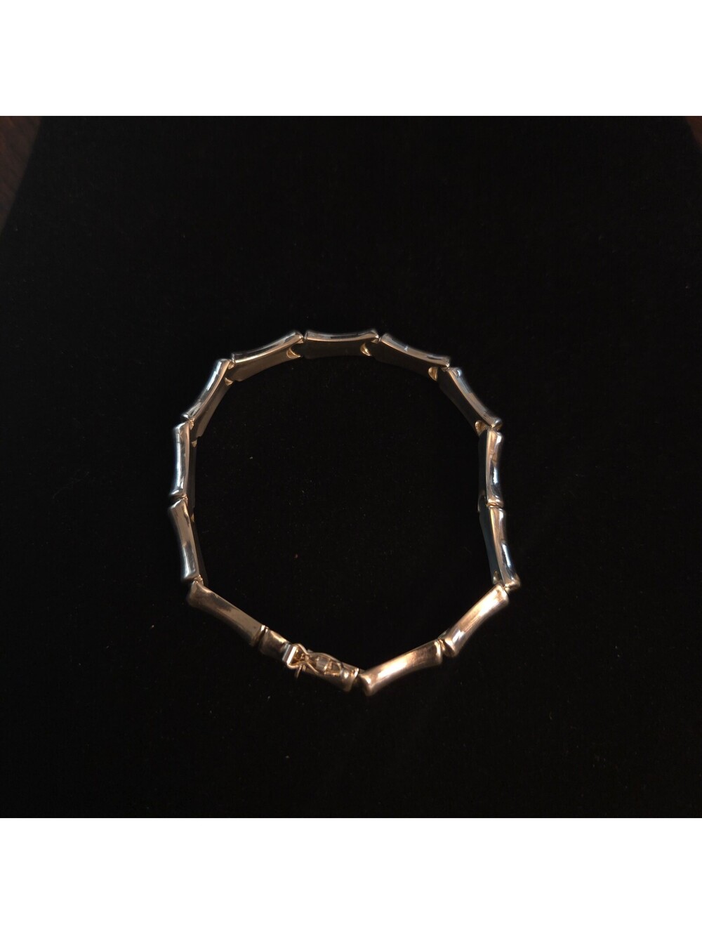 Vintage 7 1/2" Sterling Silver Bamboo Link Tennis Bracelet
